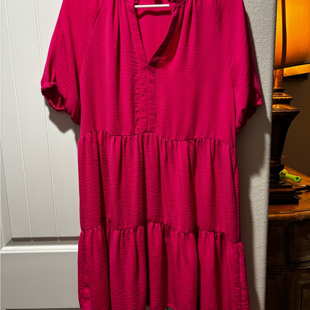 CeCe Vibrant Pink Midi Dress